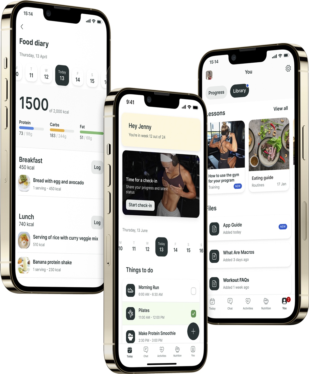 A mockup of the coaching app showcasing the features.